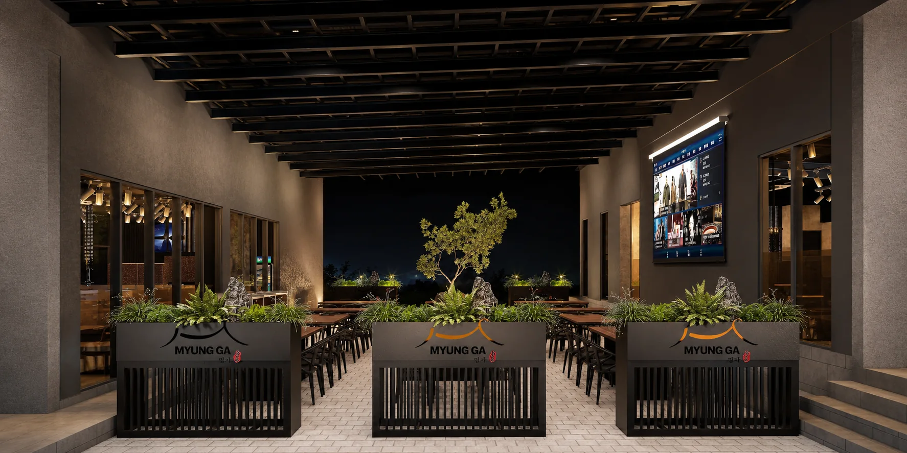 Myunga outdoor dining approach